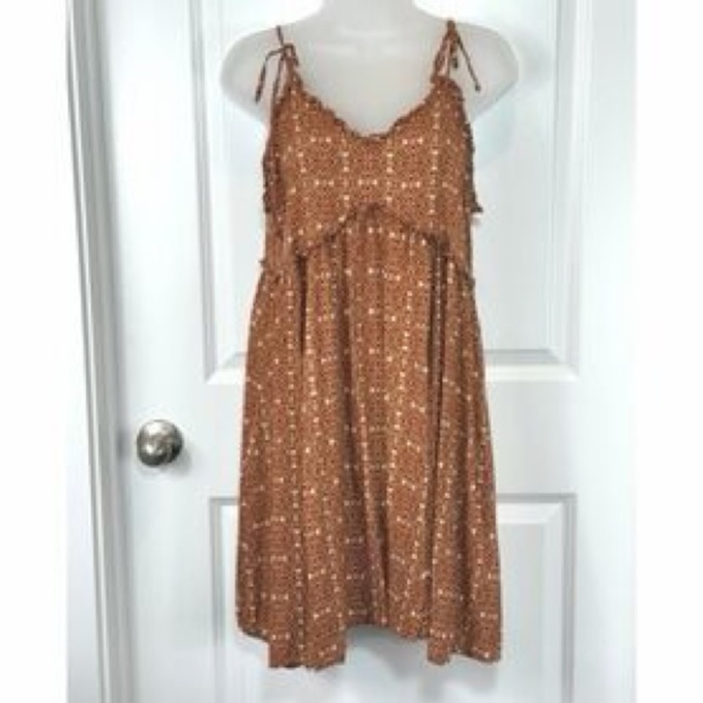 Patrons of Peace Brown and White Patterned Dress